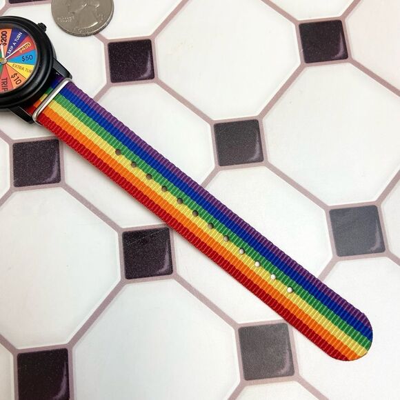 Vintage 1996 Joe Boxer X Timex Wheel of Fortune Men's Unisex Watch Rainbow Strap - Picture 15 of 16